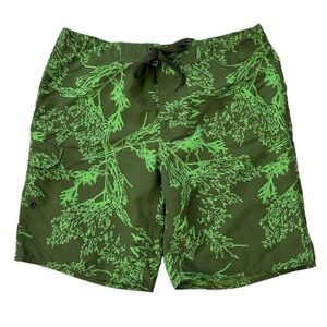 Eddie Bauer Green Tree Branches Swim Trunks Board Shorts Beach Surf Summ…